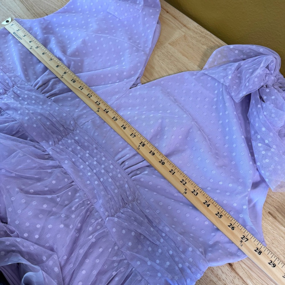 JessaKae Jeanne Dress Plus Size 4X Lavender Purple Swiss Dot Tulle Tiered Midi - Picture 9 of 12